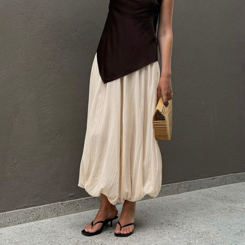 Women's Loose Bubble Ankle Banded Design Sense Graceful Fashionable Pants