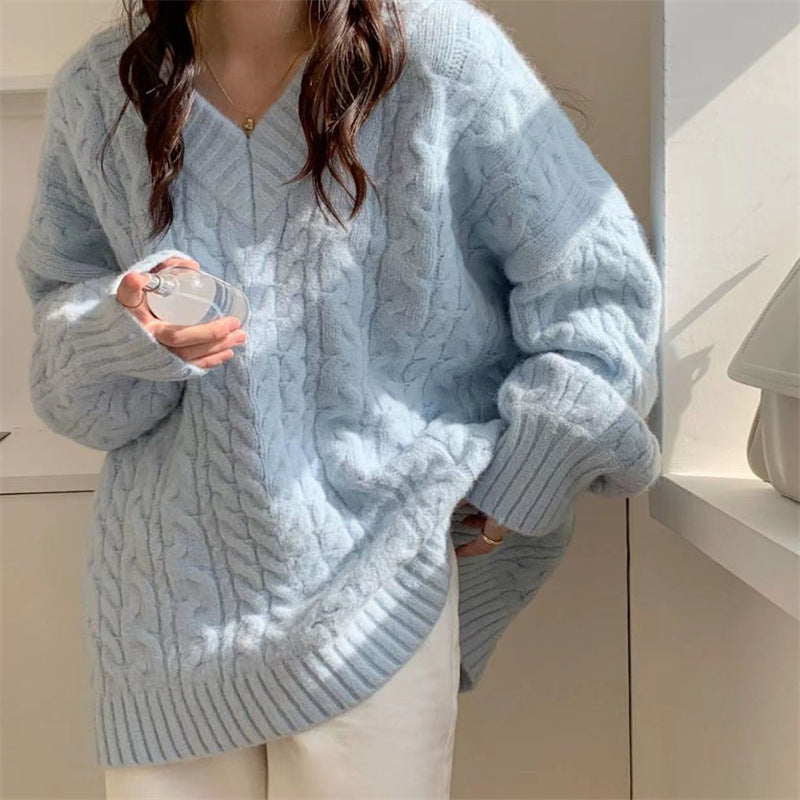Women's Glutinous Loose Outer Wear Idle Style Design Sense Sweater