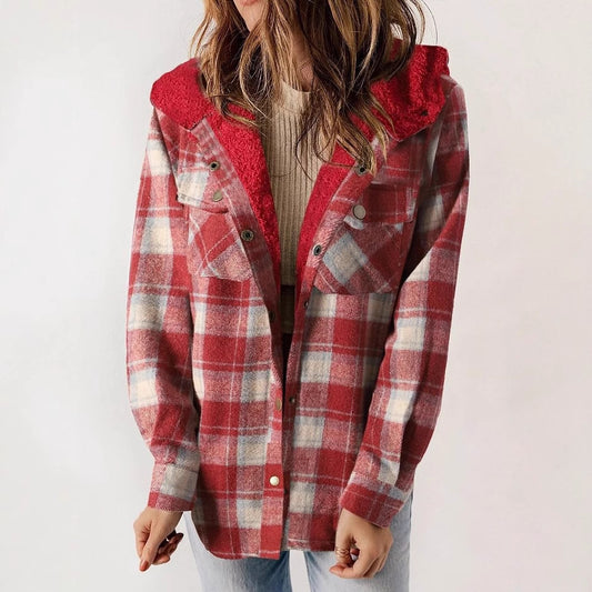 Women's Hooded Lamb Wool Thickened Fleece-lined Casual Blouses