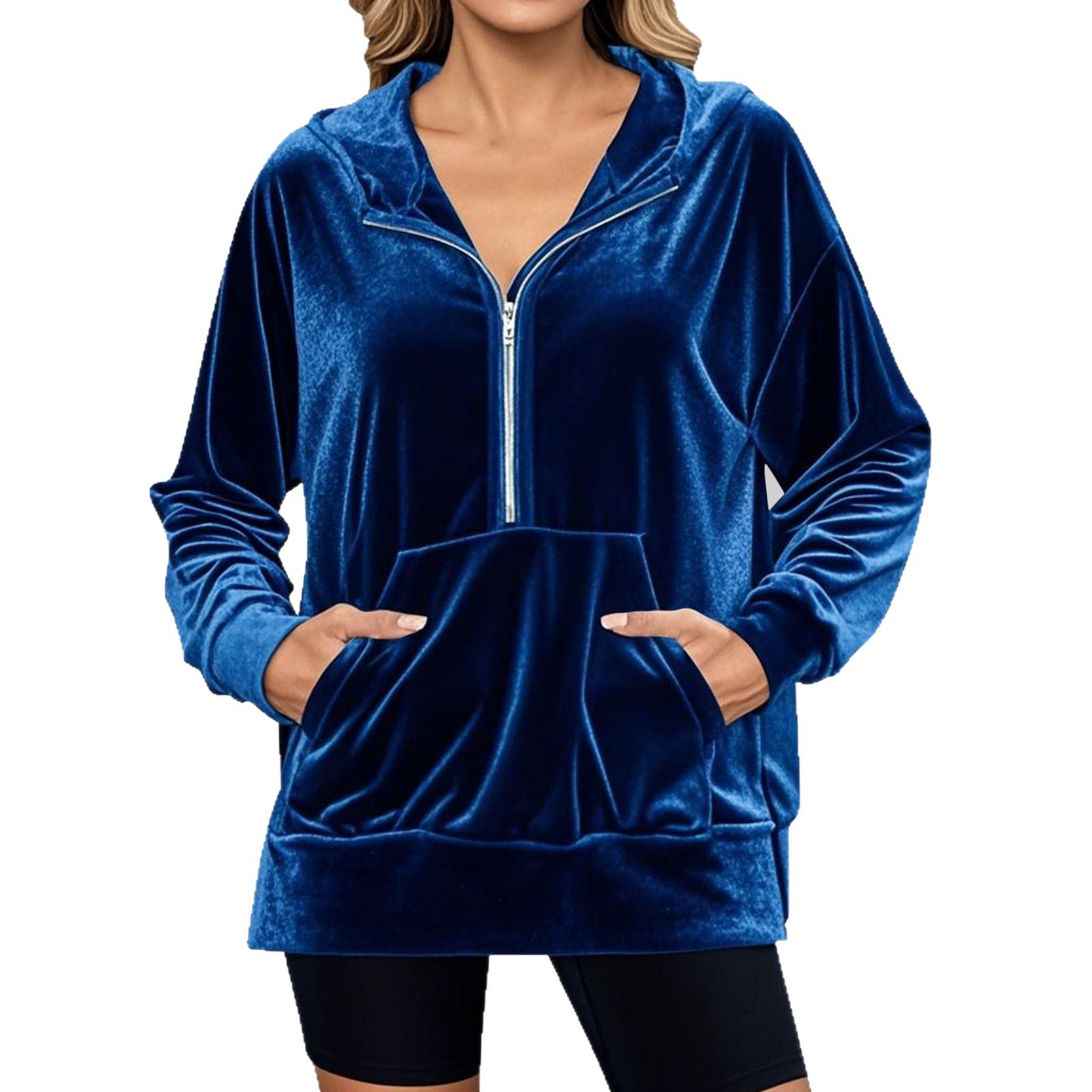 Women's Hooded Long Sleeve Fashion Suede Tops