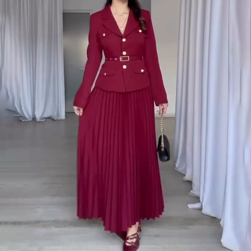 Women's Innovative Comfortable Temperament Long Pleated Suits