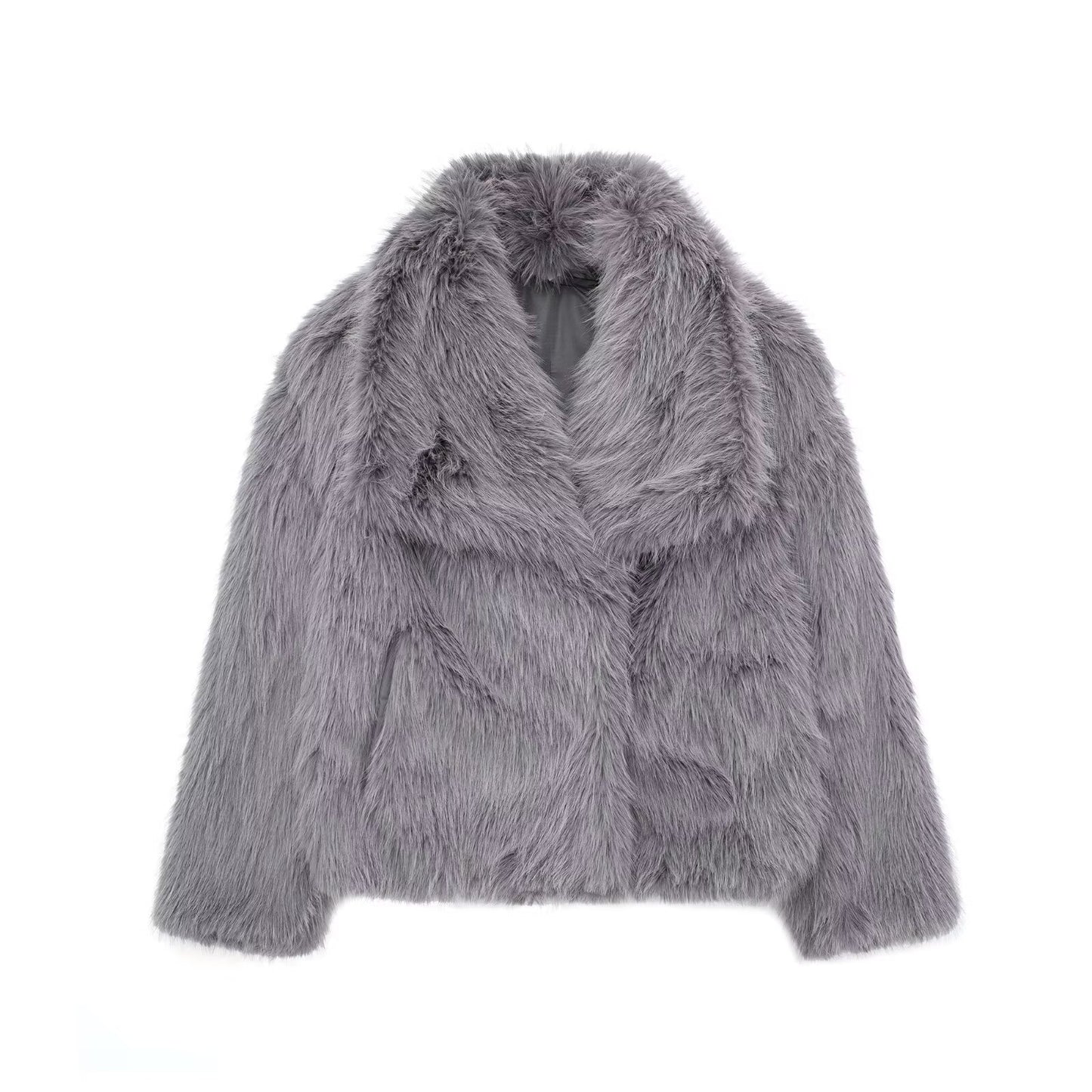 Women's Thick Lamb Wool Black Winter Furry Coats