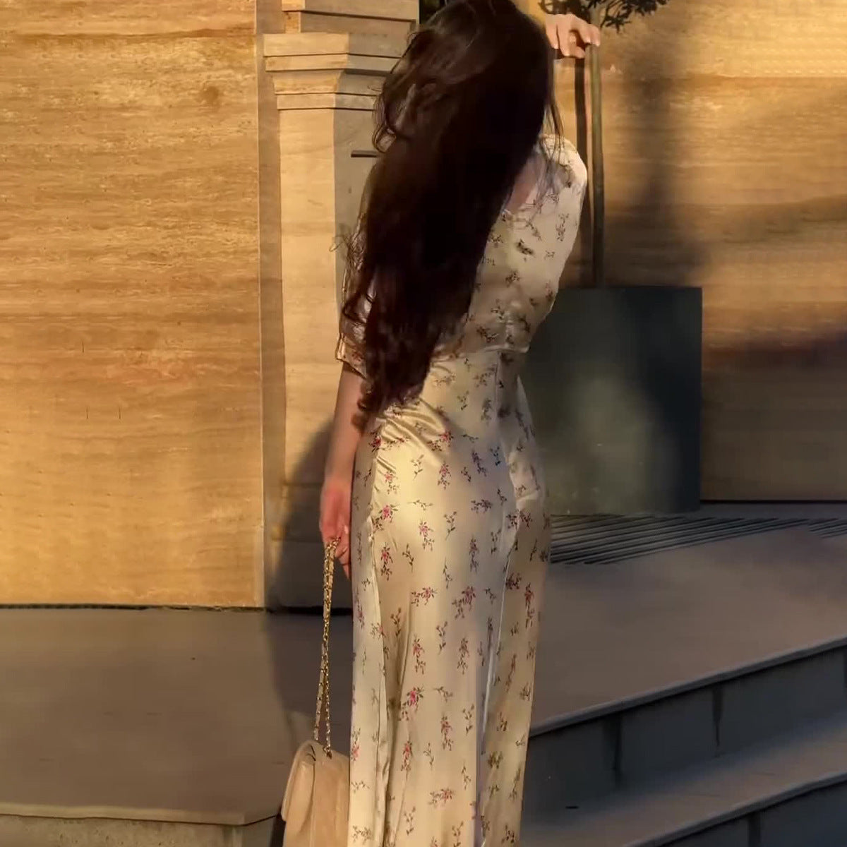 Summer Retro Sexy Elegant Sleeve Smooth Dresses