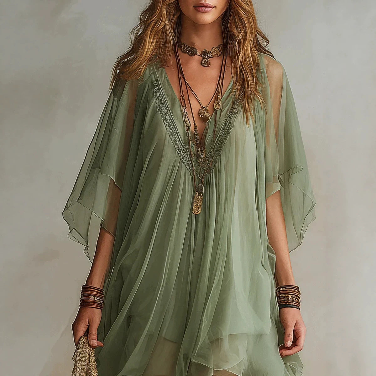 Women's Summer Chiffon Seaside Vacation Loose Beach Dress