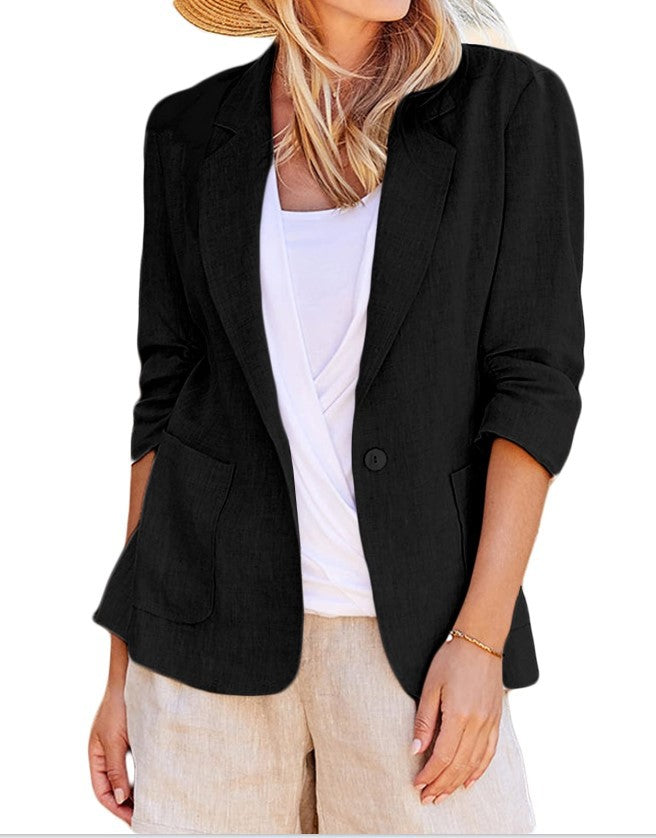 Women's Summer Temperament Sleeve Solid Color Collar Blazers