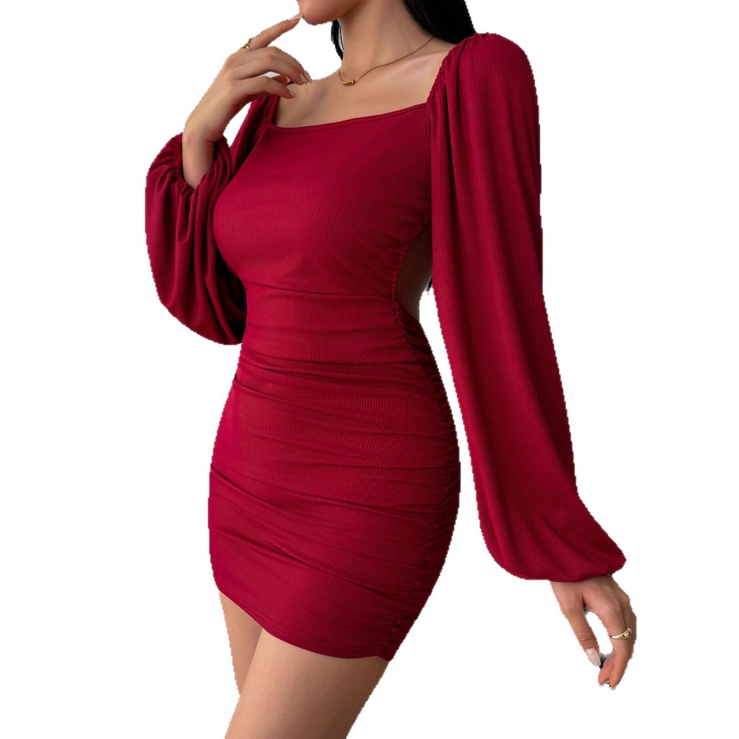 Women's Autumn Slimming Sheath Backless Temperament Leisure Long Clothing