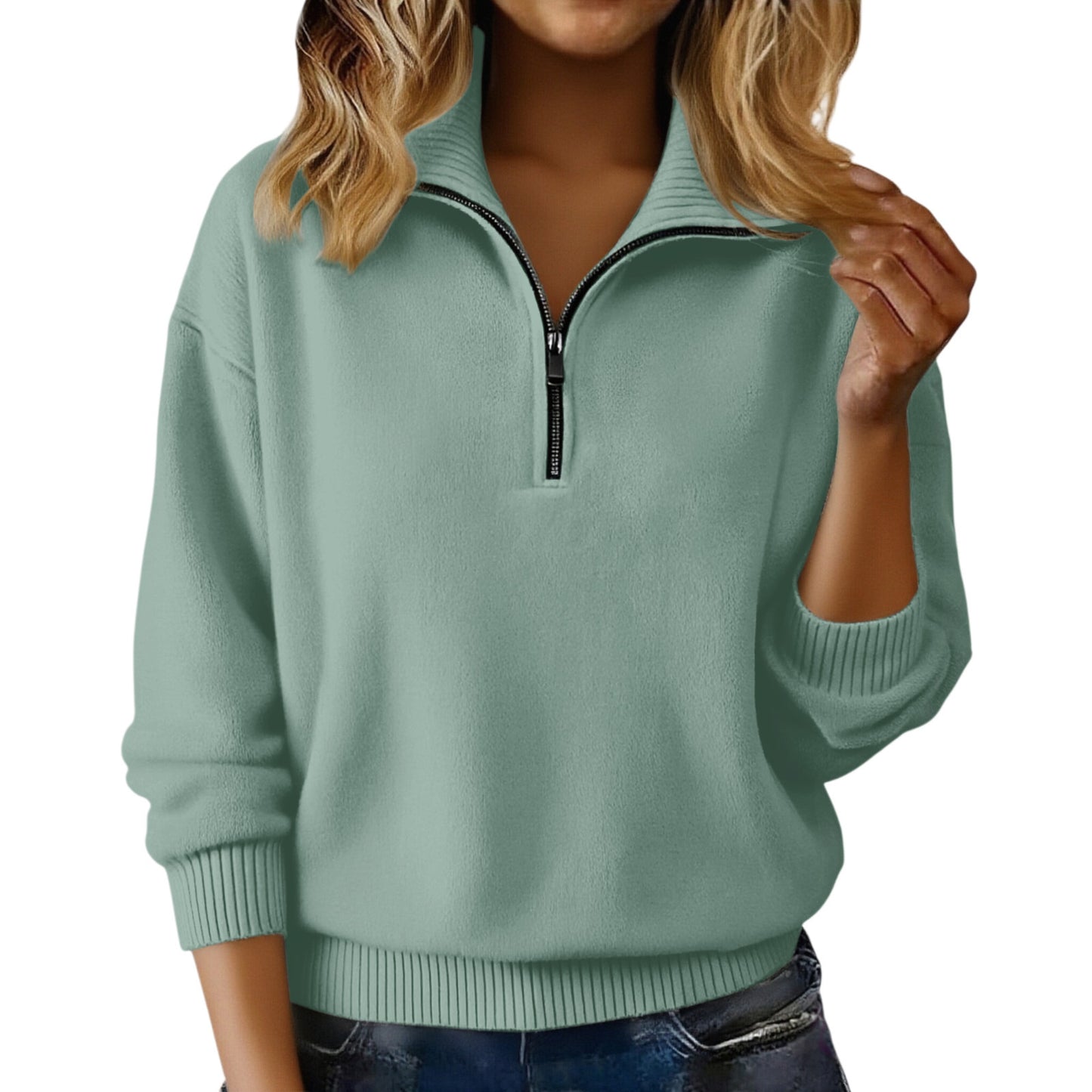 High Collar Loose Solid Color Pullover Sweaters