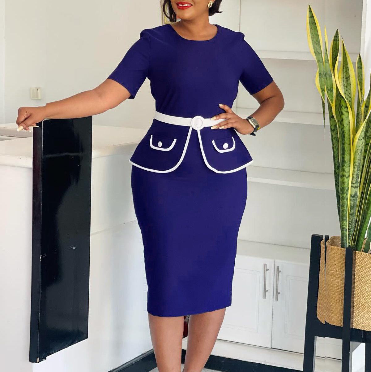 Women's Fashion Elegant Elastic Hip Sleeve Ol Plus Size