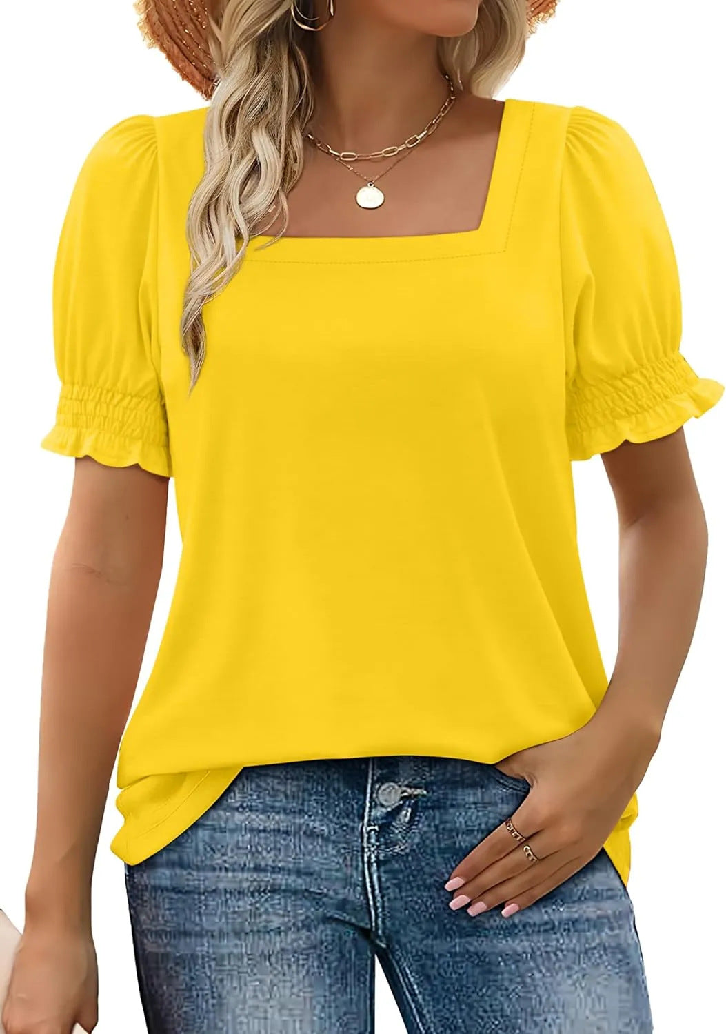 Fashion Simple Petal Sleeve Loose T-shirt Blouses