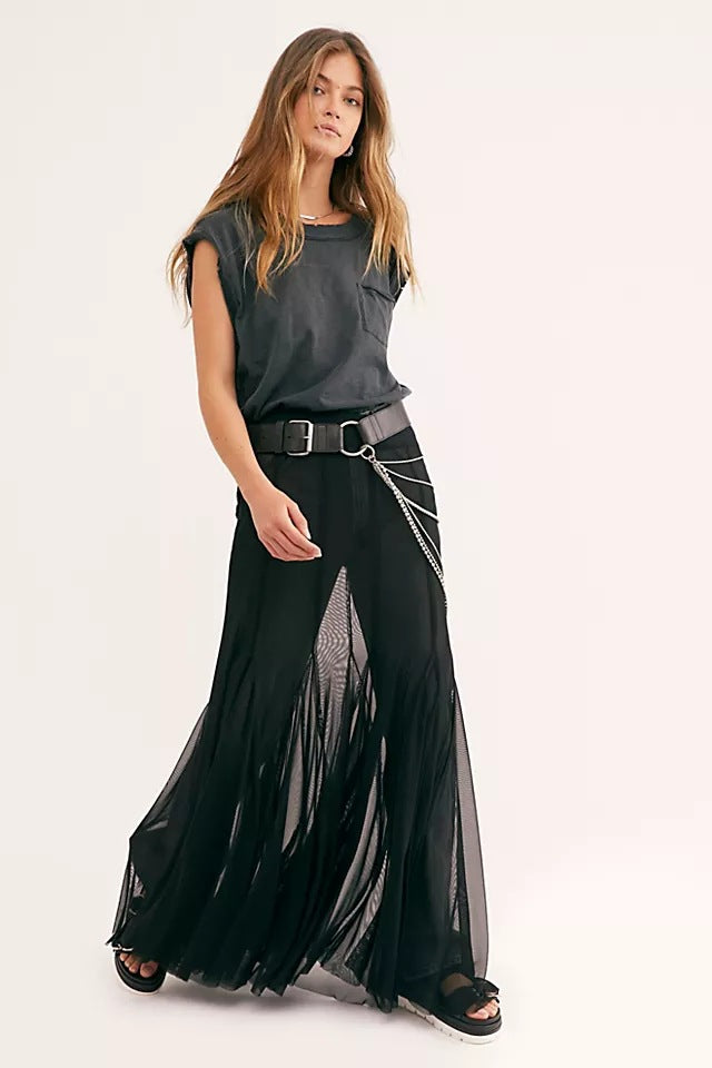 Colors Irregular Mesh Sexy High Waist Skirts