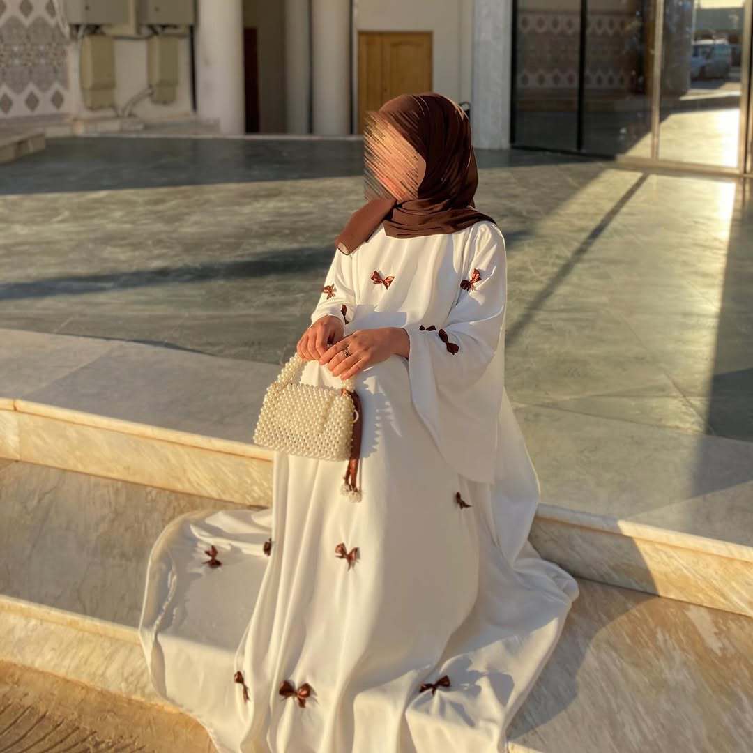 Women's Arab Loose Bell Sleeve Bow Robe Dresses