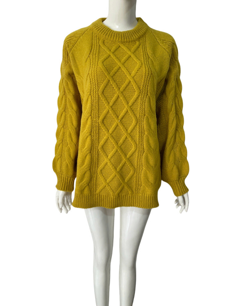 Thick Needle Pullover Twist Long Sleeves Sweaters