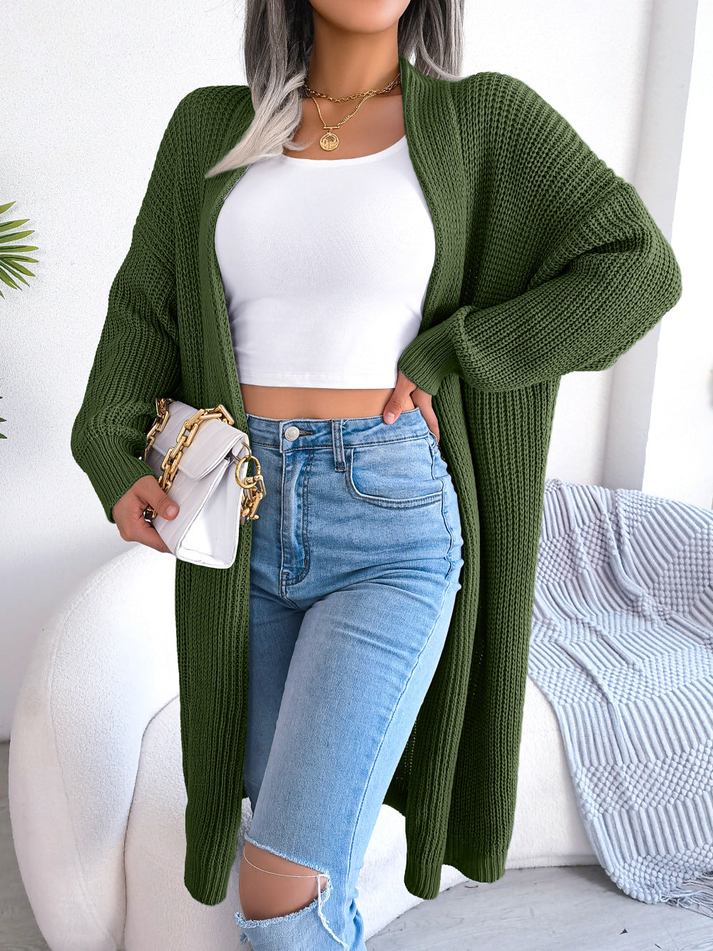 Attractive Women's Clearance Casual Lapel Long Sweater