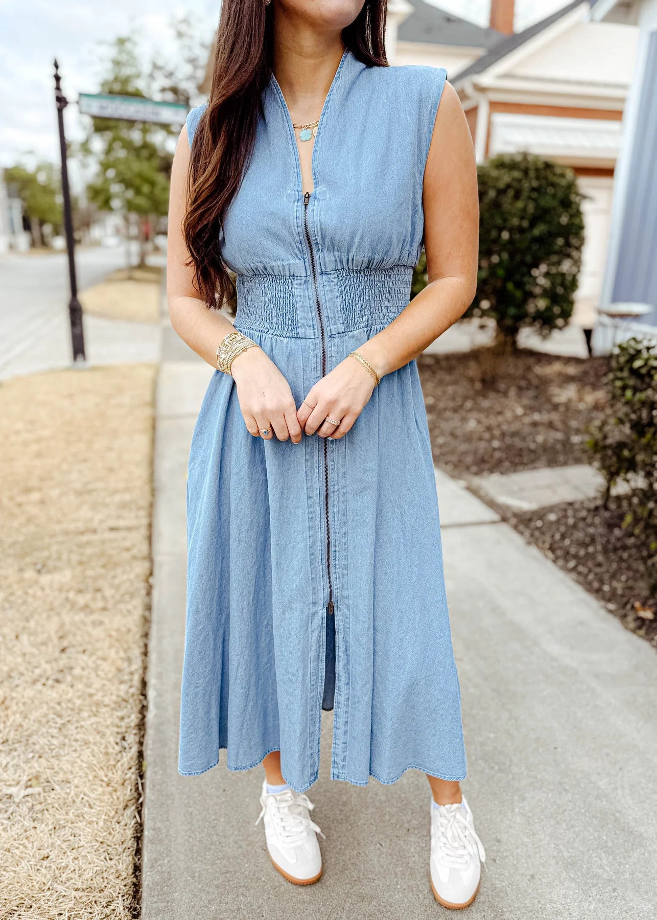 Women's Summer High-grade Denim French Retro Casual Waist Dresses