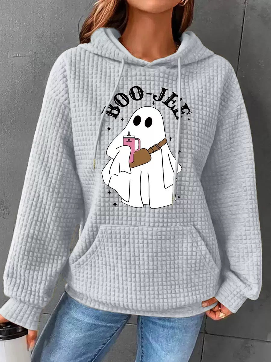 Women's Waffle Long Sleeve Pullover Halloween Printed Tops
