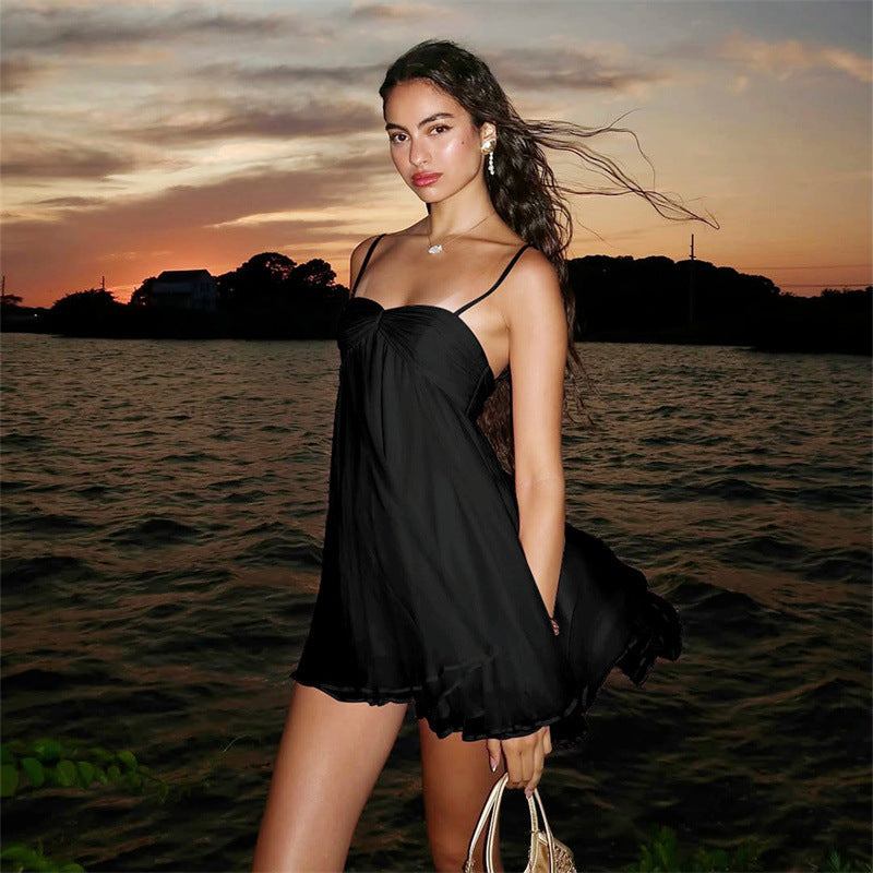 Women's Pure Desire Style Elegant Sleeveless Chiffon Strap Dress