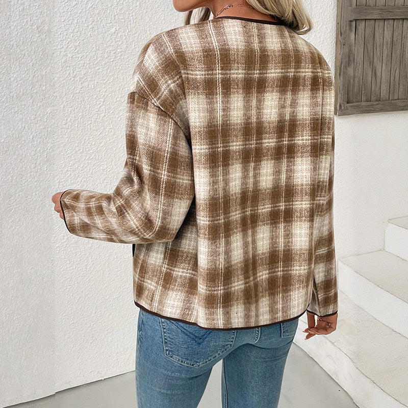 Innovative Trendy Plush Plaid High-grade Retro Jackets