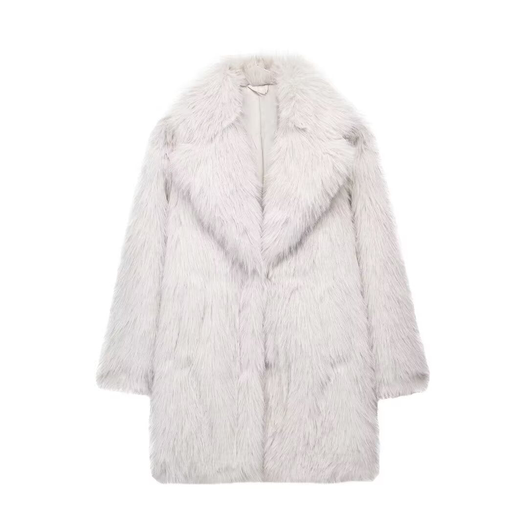 Women's Thick Lamb Wool Black Winter Furry Coats