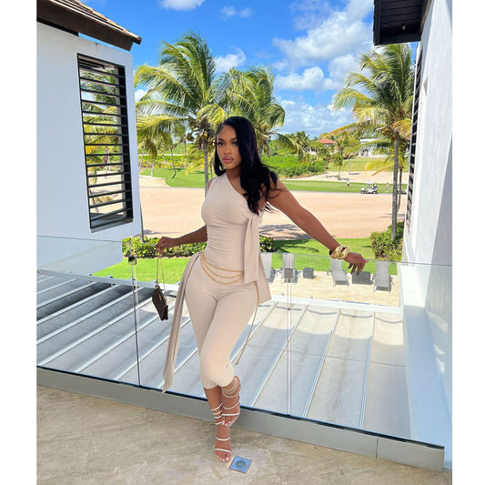 Women's Summer Shoulder Strap Casual Fashion Solid Suits