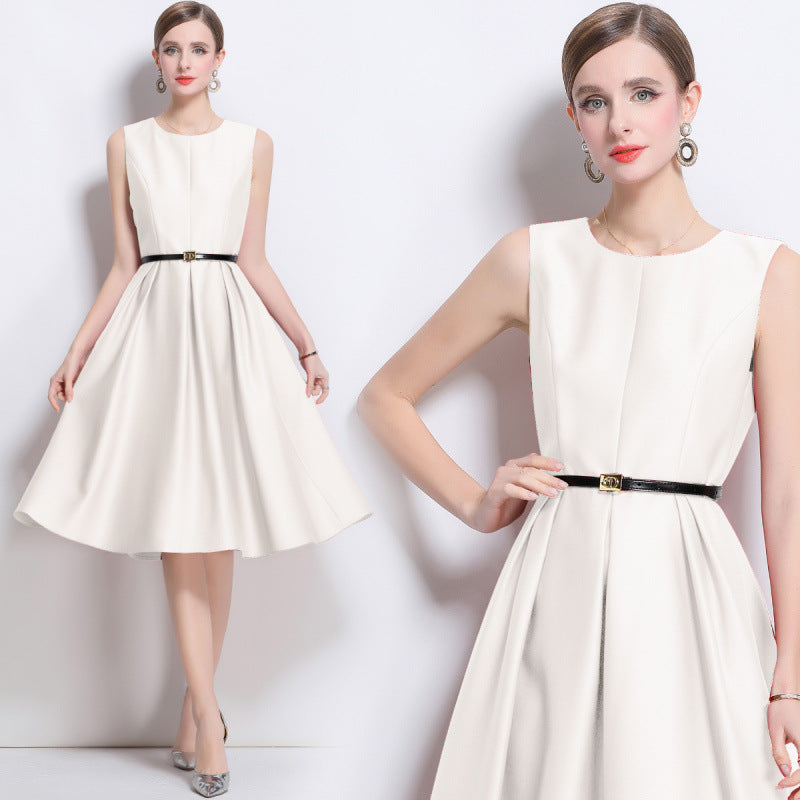 High-grade Tight Waist Figure Flattering Sleeveless A- Dresses