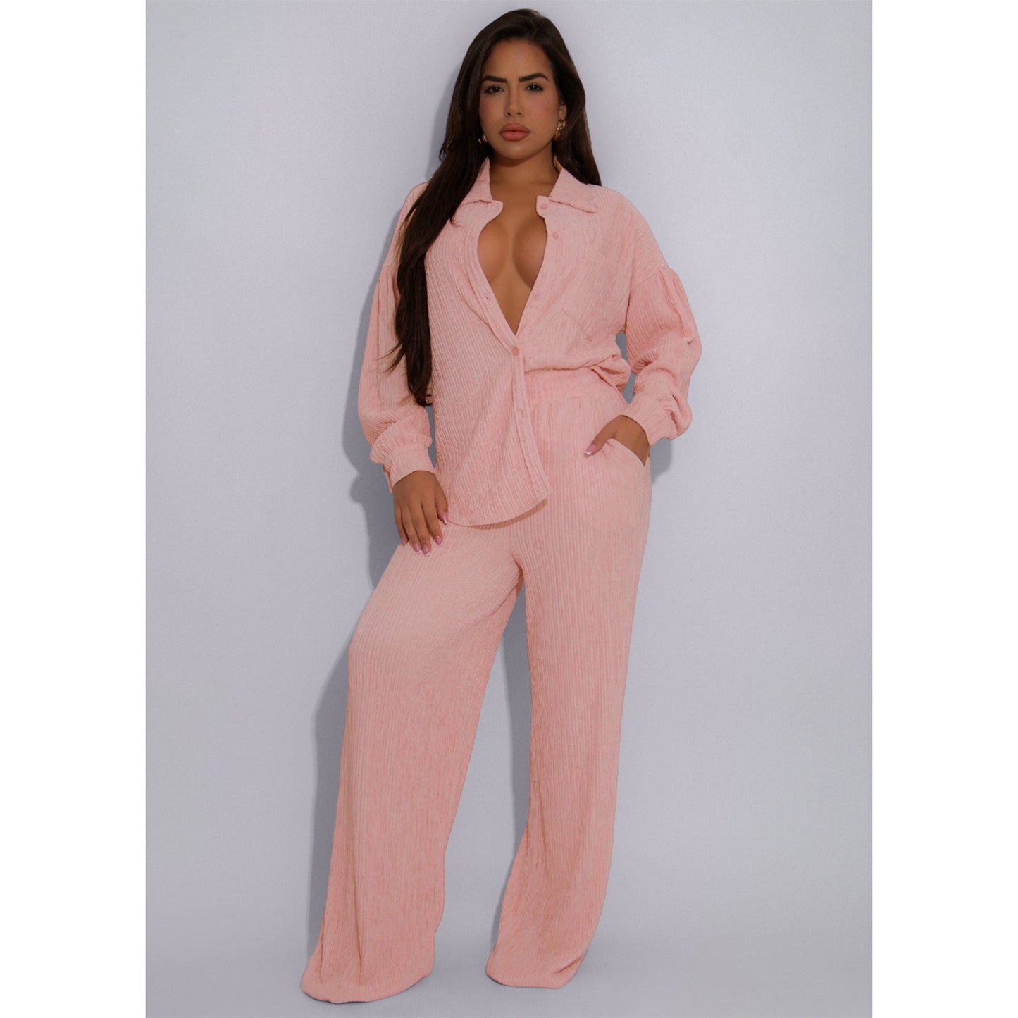 Women's Elastic Crumpled Swing Wide Leg Suits
