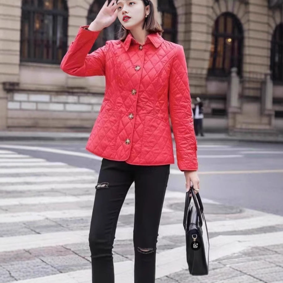 Women's Popular Lapel Single Breasted Thermal Spinning Coats