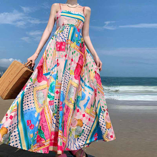 Women's Large Swing Dress Iti Printing Sleeveless Dresses