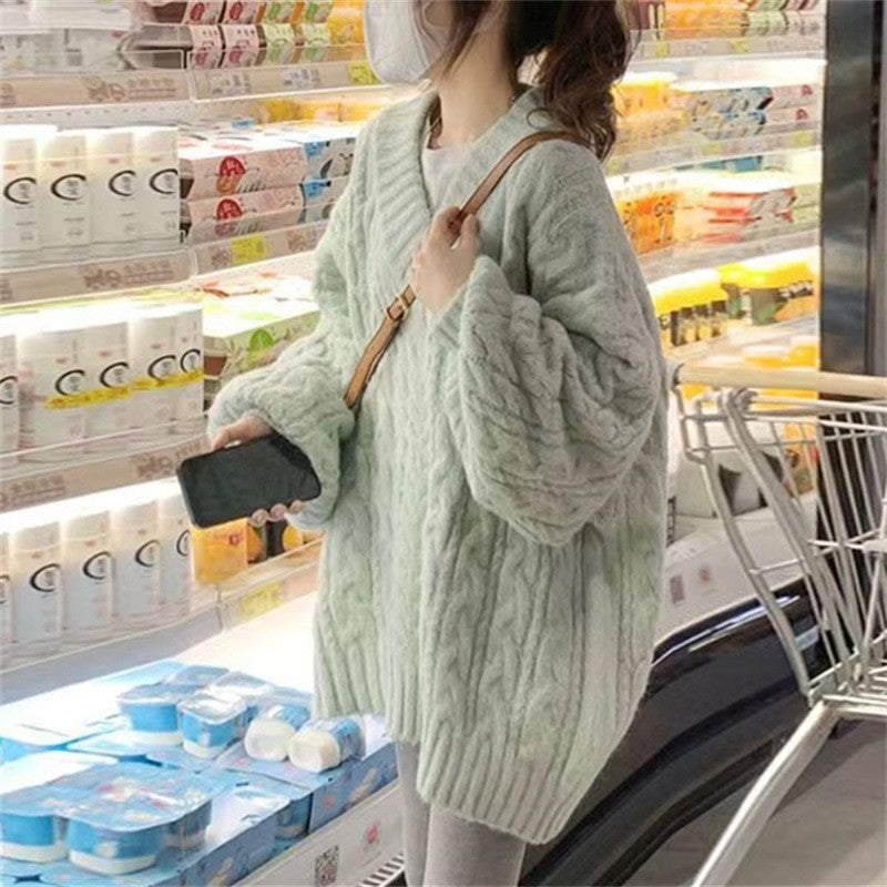 Women's Glutinous Loose Outer Wear Idle Style Design Sense Sweater