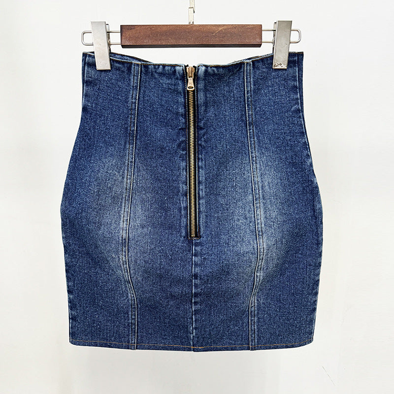 Beautiful Elegant Slim Double-breasted Washed Denim Blazers