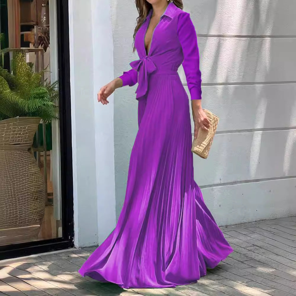 Women's Autumn Fashion Long Sleeve Lapel Loose Jumpsuits