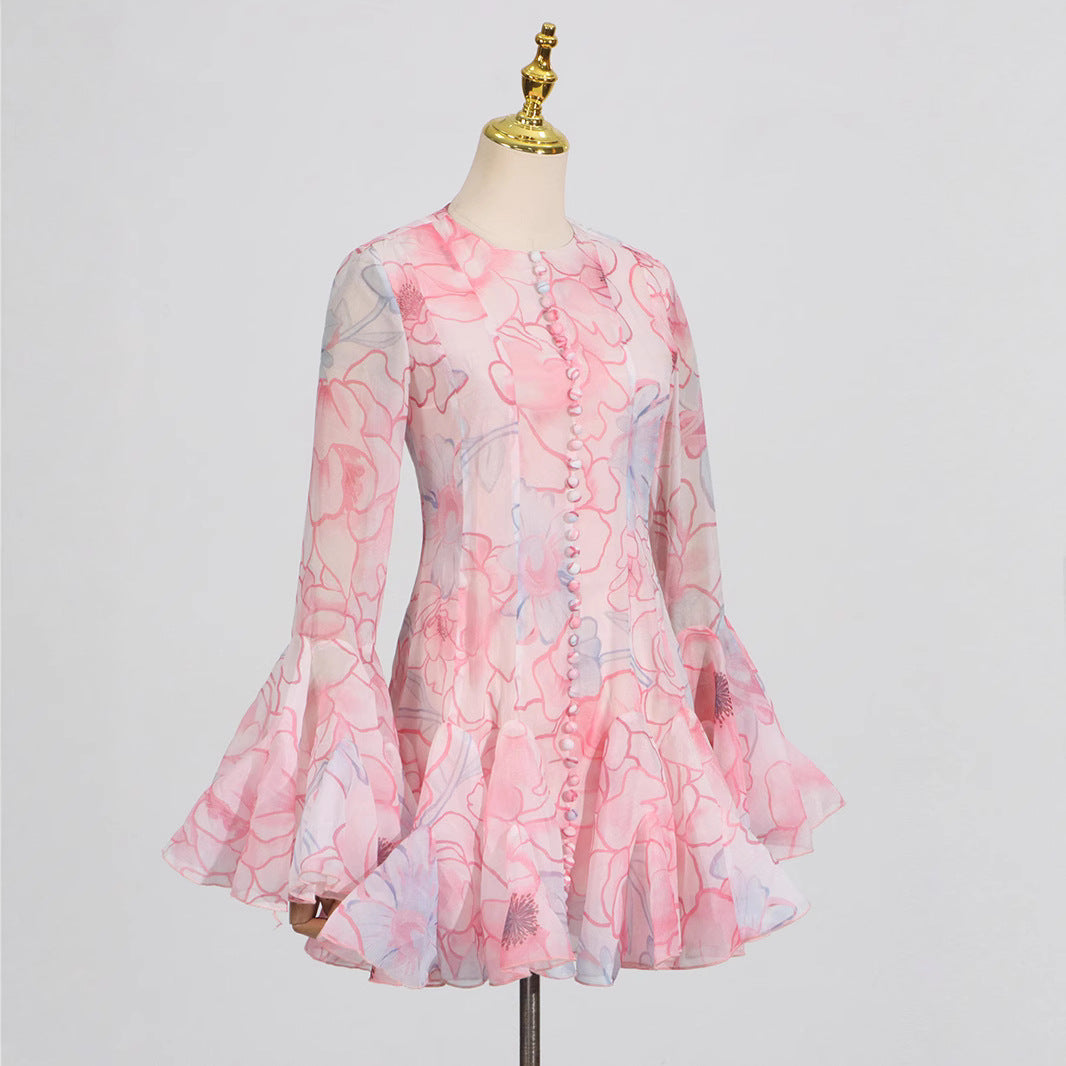 Sweet Sexy Summer Round Neck Petal Sleeve Elegant Dresses