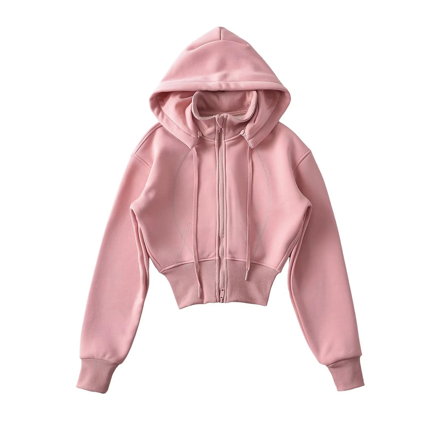 Women's Sports Style Fleece Lined Removable Hooded Long Sleeves Sweaters