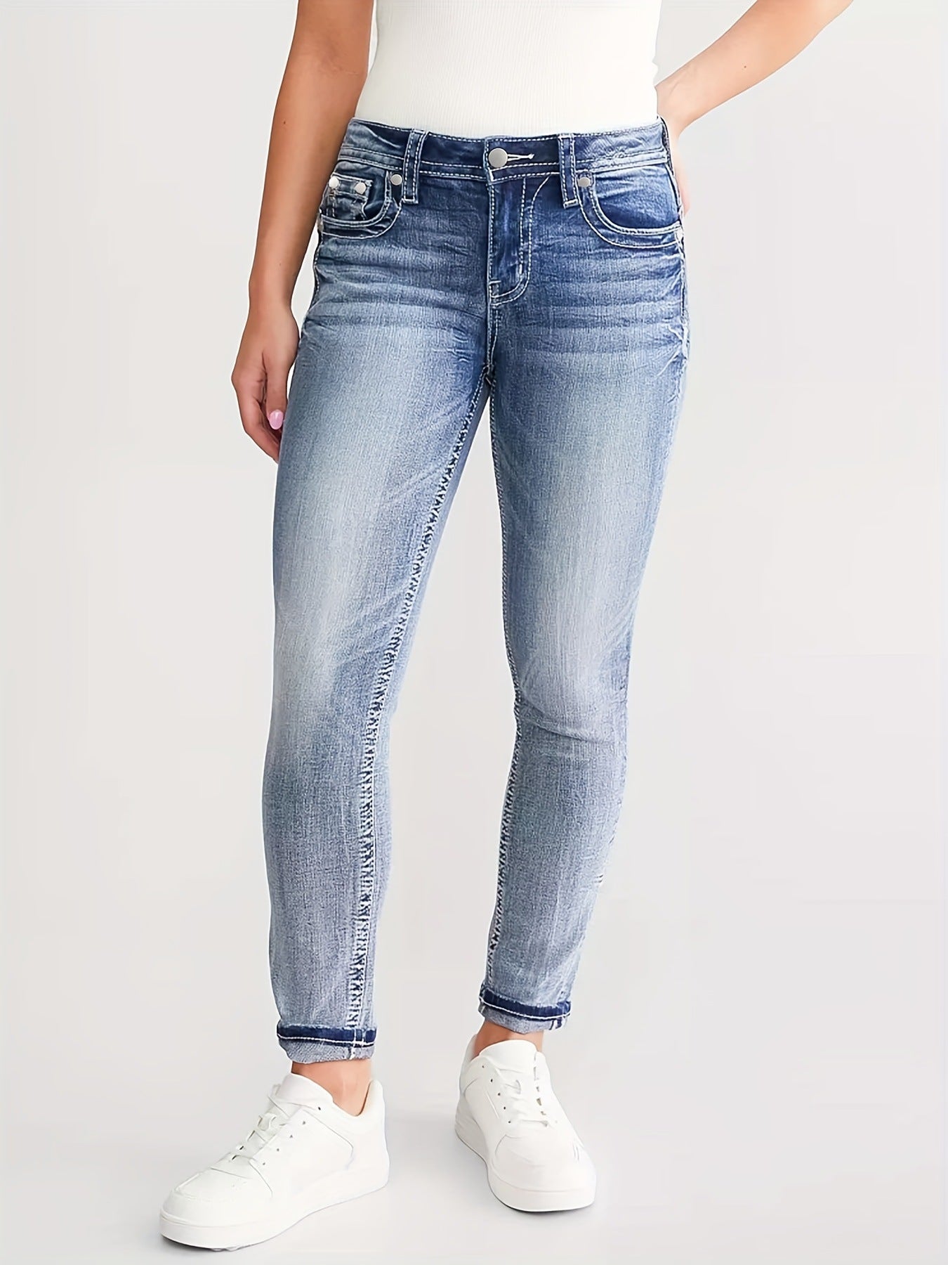 Women's Slim Fit Versatile Stretch Embroidery Skinny Jeans