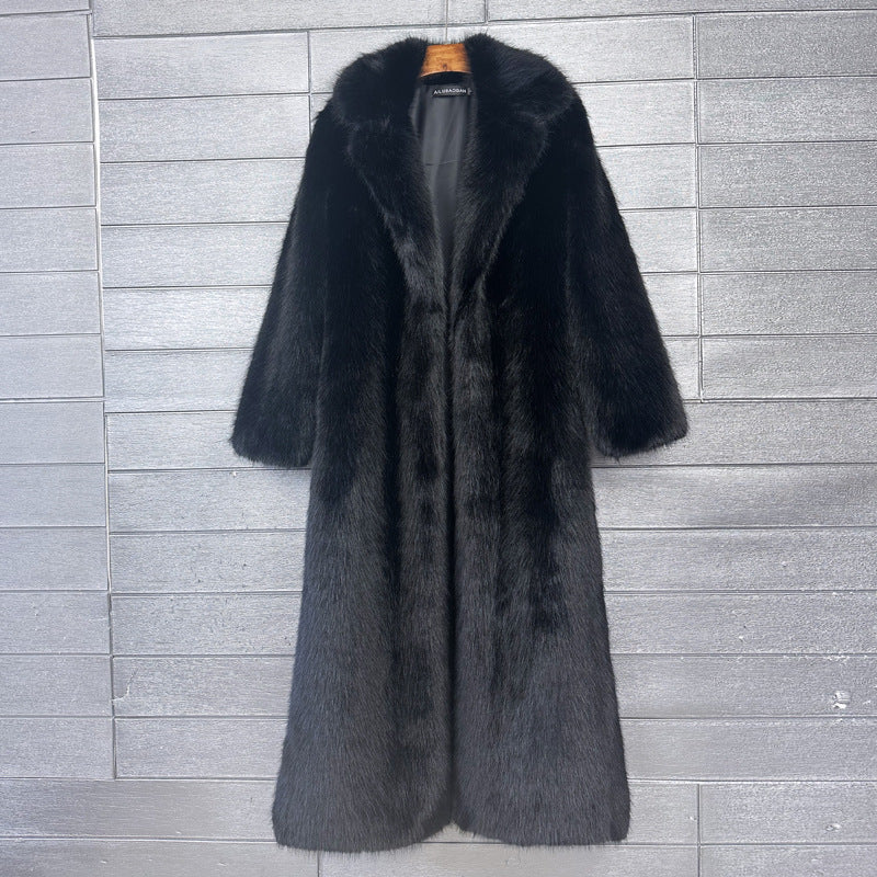 Women's Thick Imitation Plush Furry Fur Extended Coats