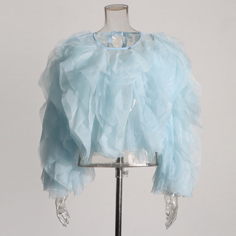 Elegant Solid Color Spring High-grade Round Blouses