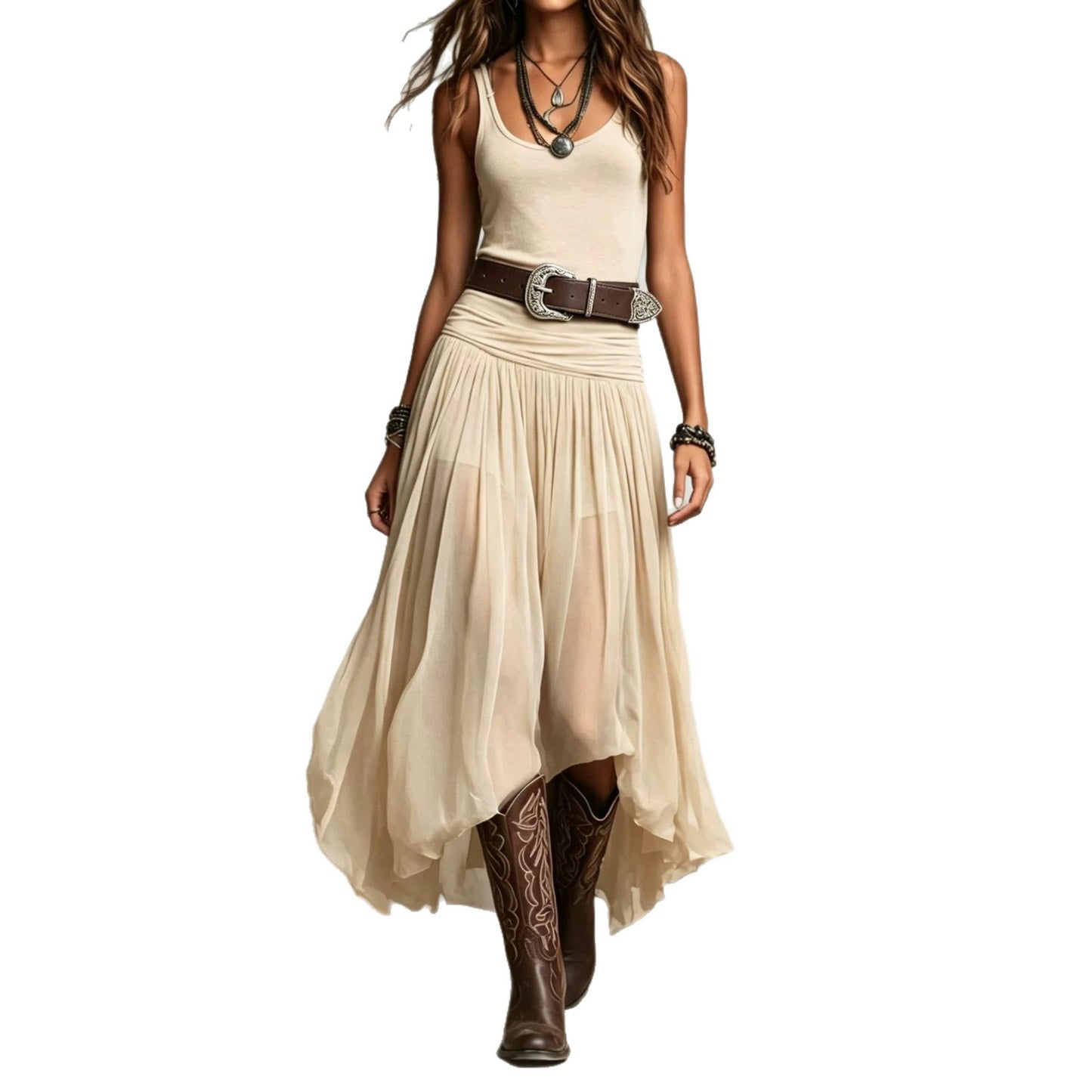 Women's Summer Fashion Mesh Patchwork Low Collar Dress