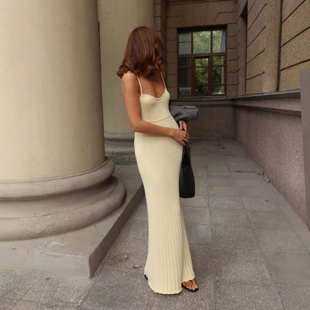 Women's Suspender Dress Vacation Style Low-cut Temperament Pure Dresses