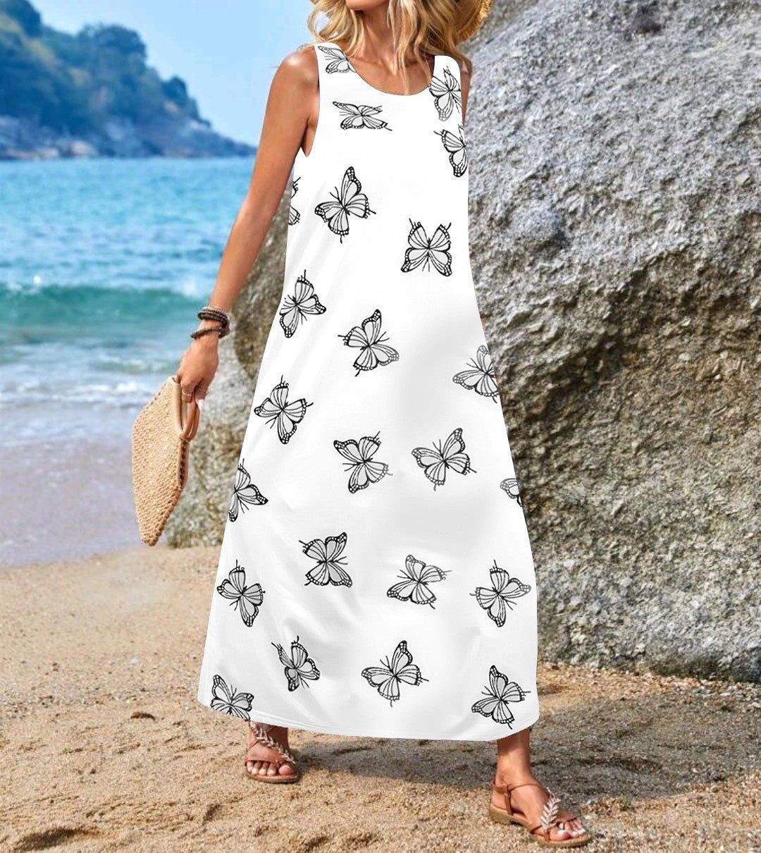 Elegant Women's Sleeveless Casual Bohemian Printed Dress