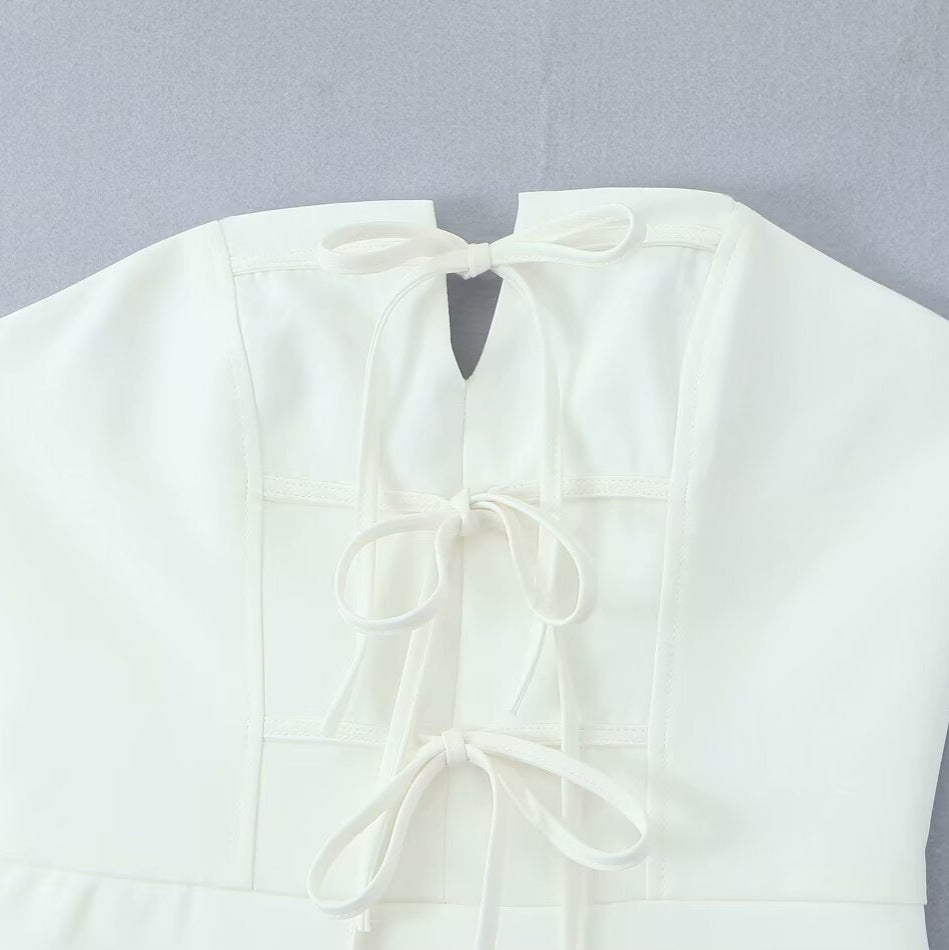 Women's Graceful Bow Pleated Tube Dress Dresses