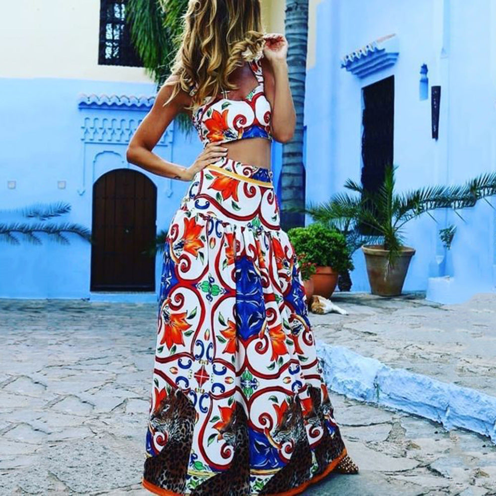 Women's Sexy Temperament Floral Print Beach Two-piece Suits