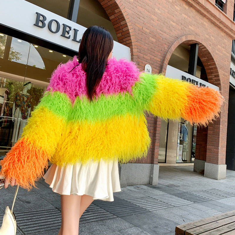 Pink Green Yellow Orange Contrast Color Coats