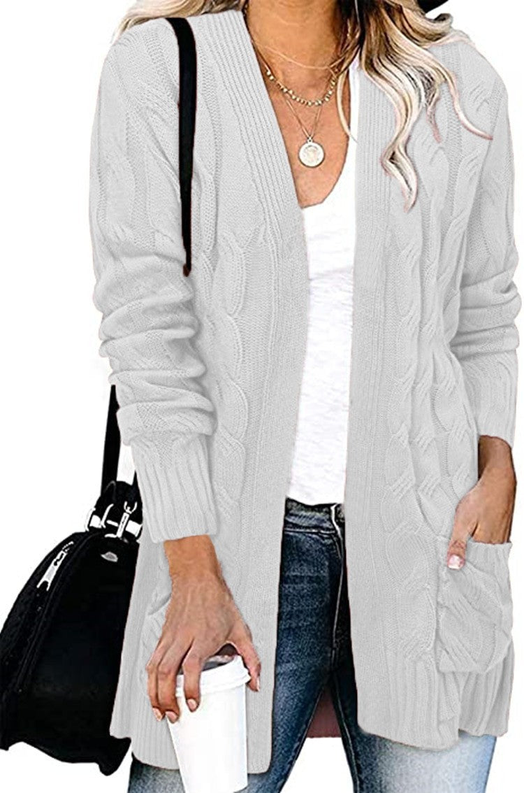 Women's Twist Knit Solid Color Loose Coats