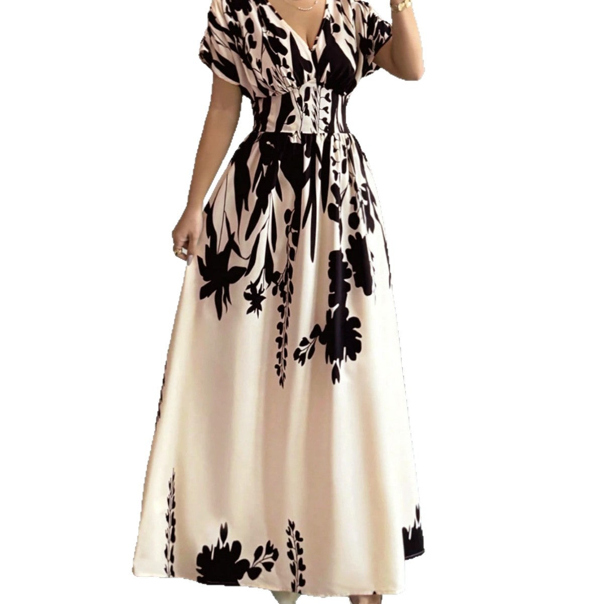 Classic Women's Elegant Printed Irregular Long Dress