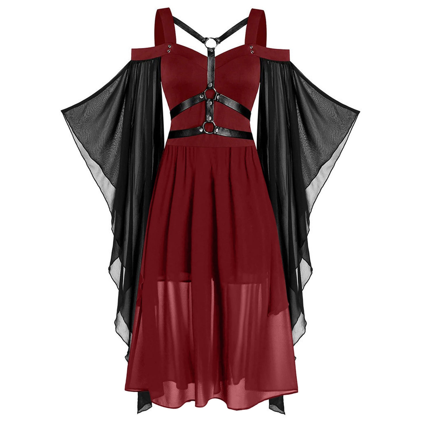 Irregular Stitching Halloween Witch Sling Strap Expandable Dresses