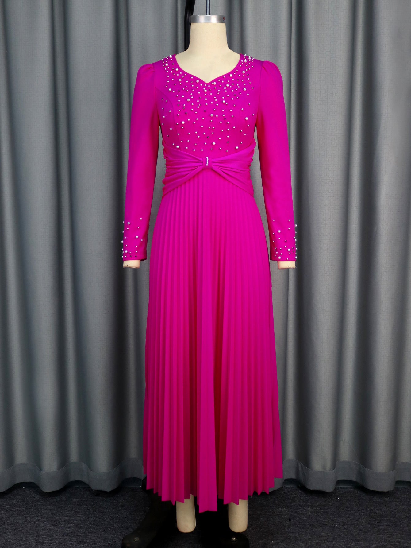 Dress Long Sleeve Pleated Party High Dresses
