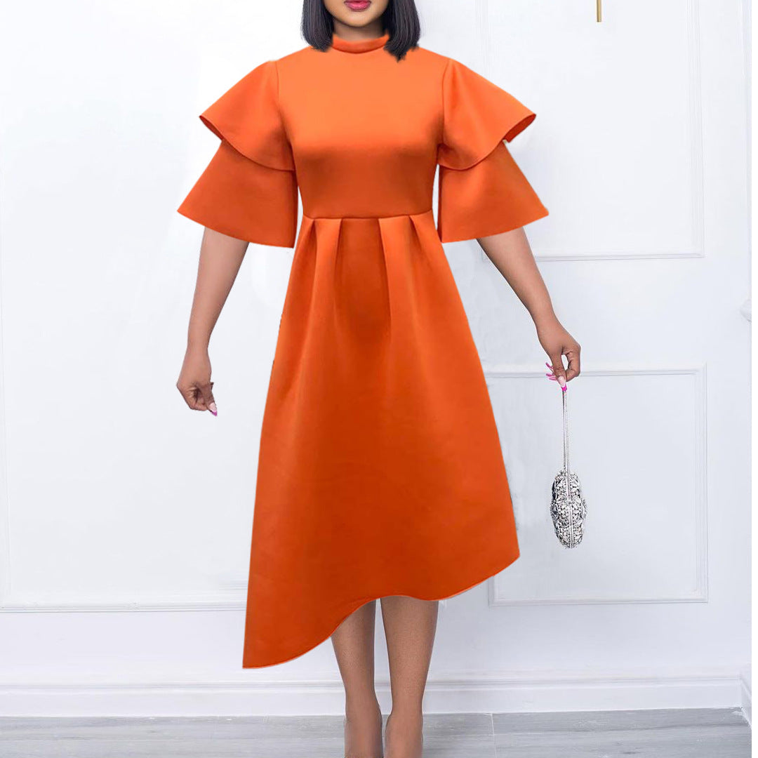 Women's Double Half Turtleneck Solid Color Wide Hem Plus Size