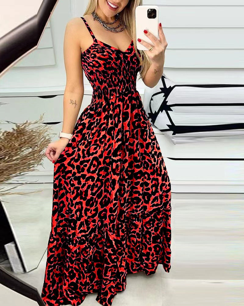 Women's Summer Leopard Print Brace High-waisted Sexy Skirts