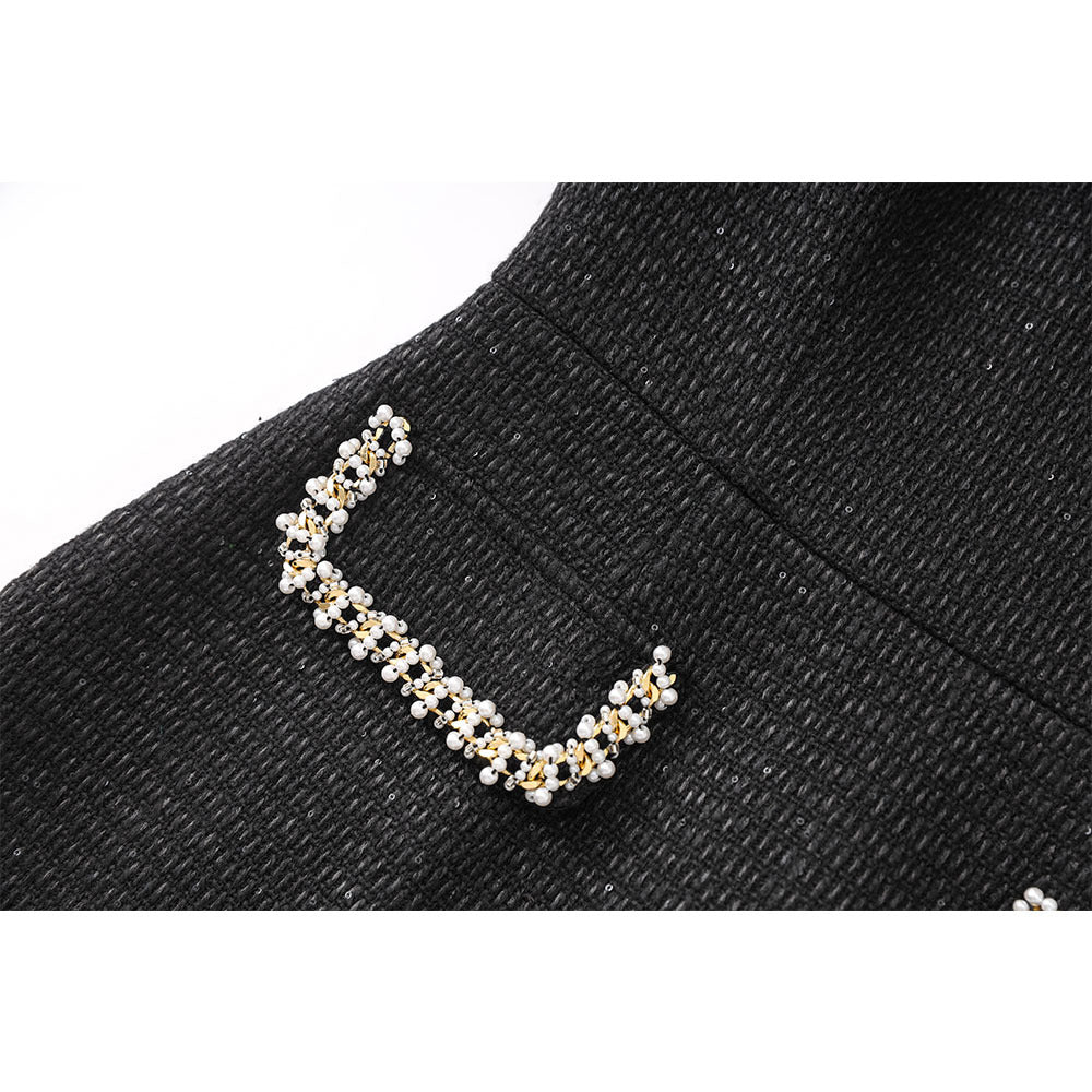 Women's Half Turtleneck Beaded Dress For Spring Dresses