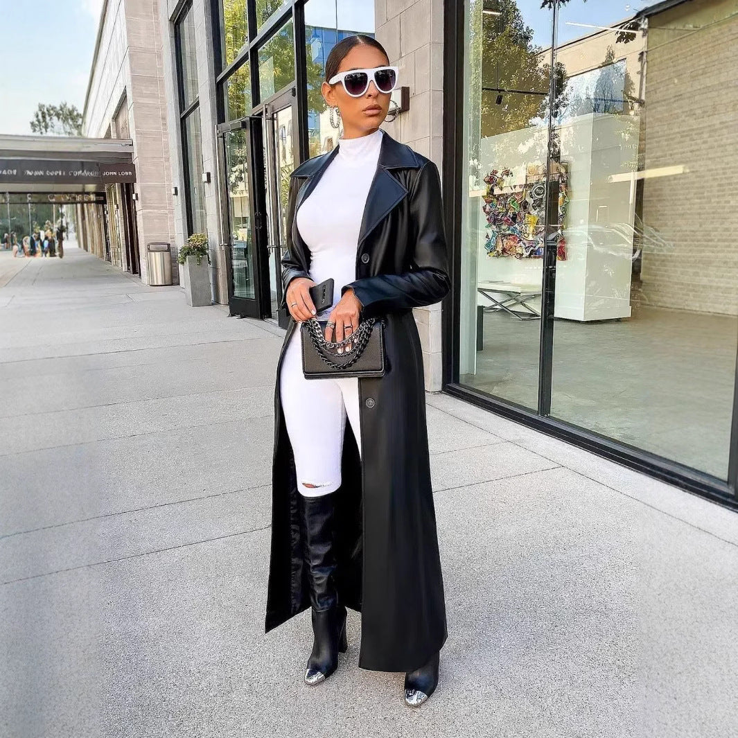 Women's Lapel Button Street Warm Trendy Long Cardigans