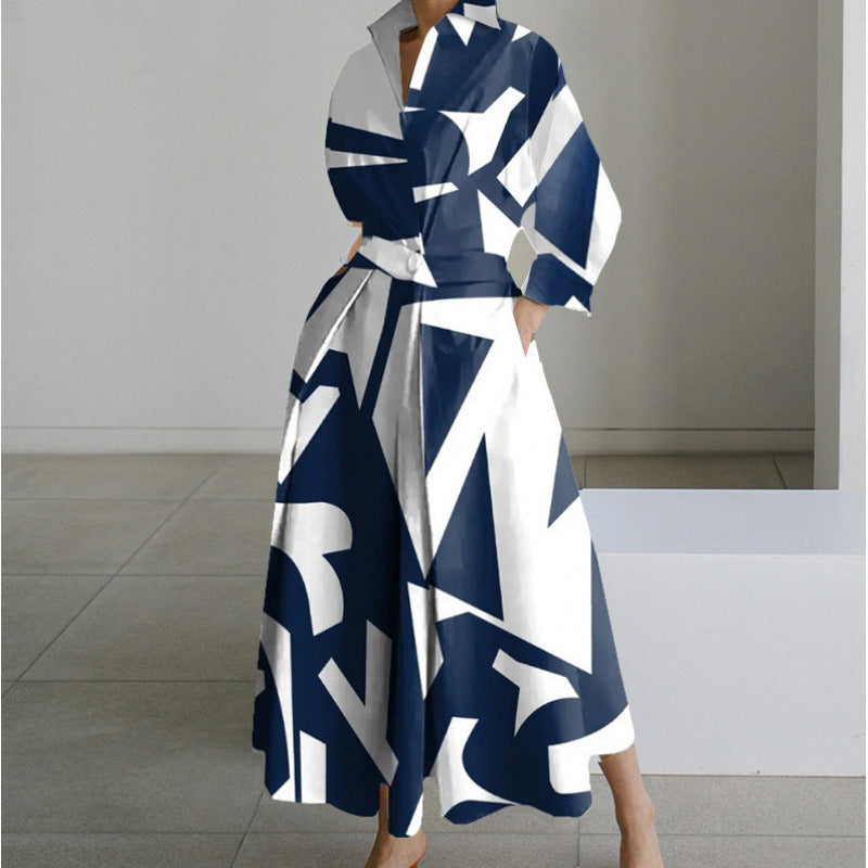 Commuting Fashion Collar Lining Sleeve Loose Dresses